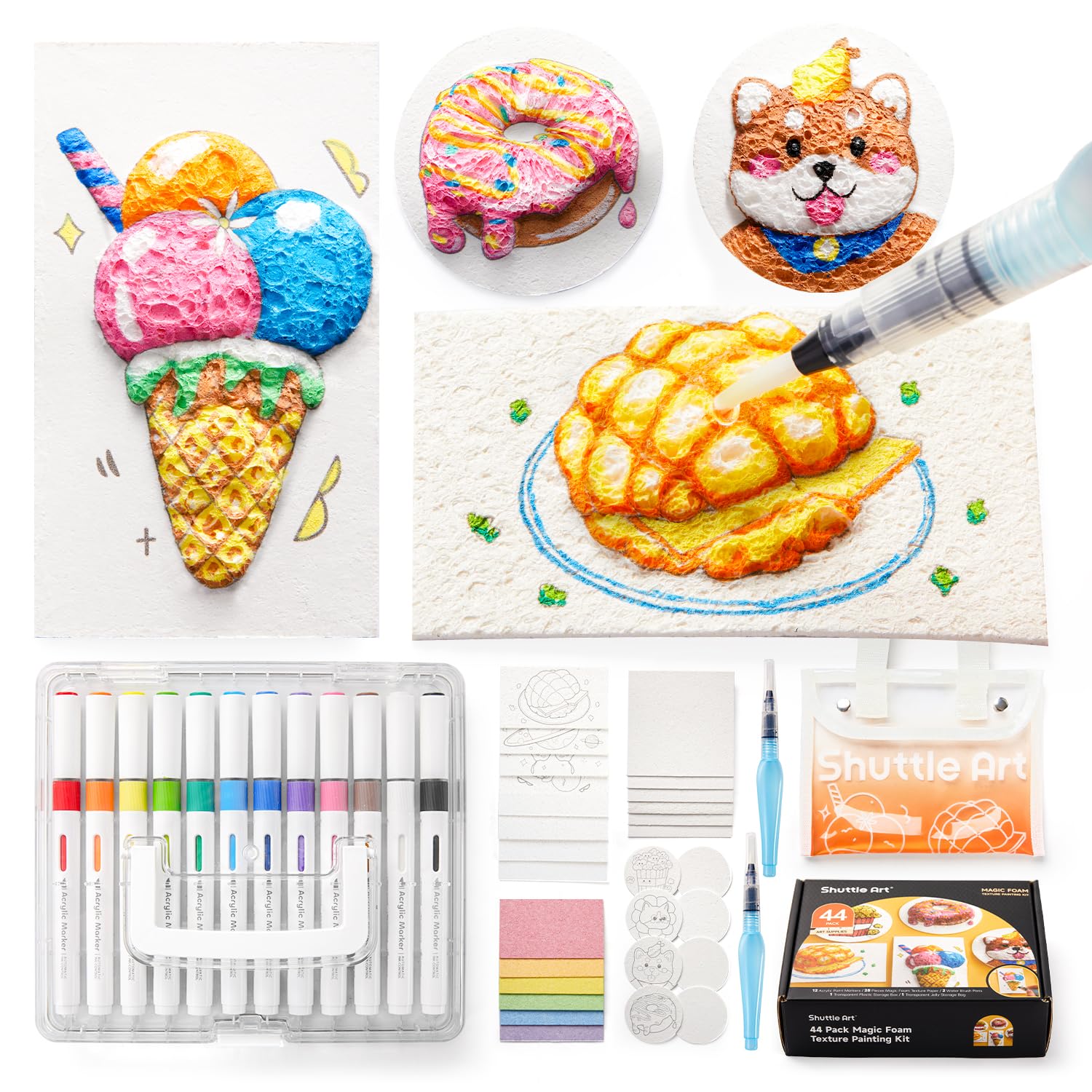  Shuttle Art Kit per pittura a texture in schiuma 3D: Ideale per artisti inizianti e adulti che cercano un modo creativo